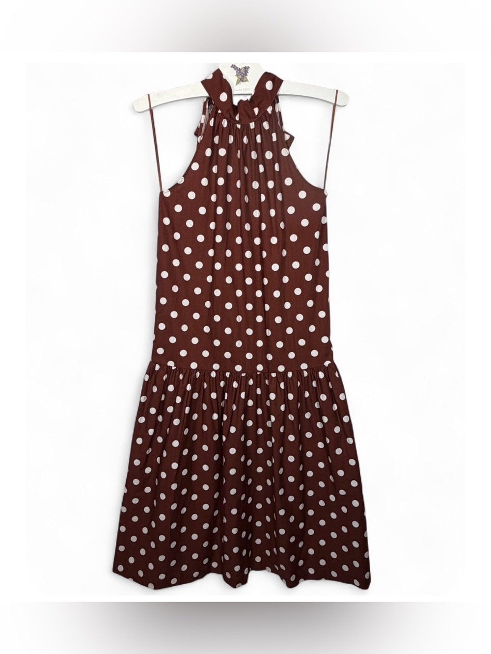 ANTHROPOLOGIE MAEVE Women’s Halter Drop Waist Polka Dot Print Midi Dress Size XS - Picture 4 of 13
